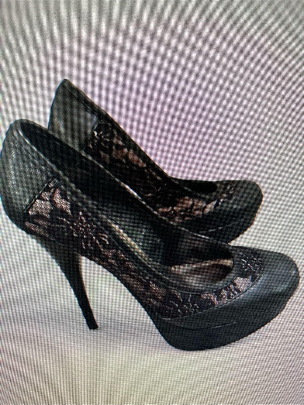 Black Lace Platform Pumps - Women's High Heels